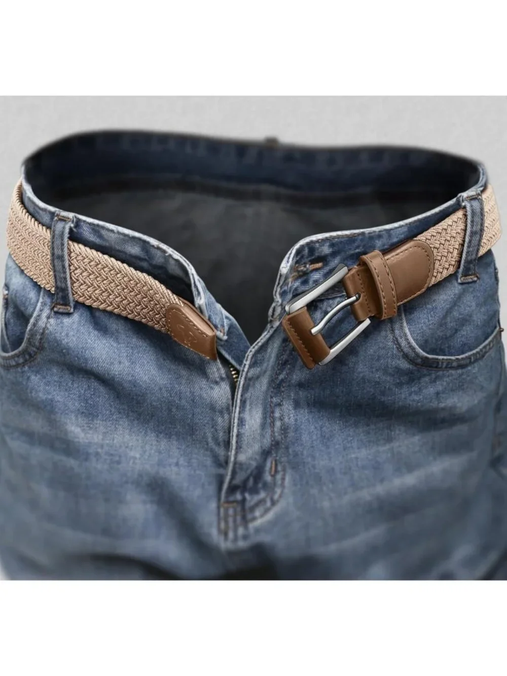 Woven Braided Stretch Web Belt 2-Pack for Men - Adjustable, Gift Boxed